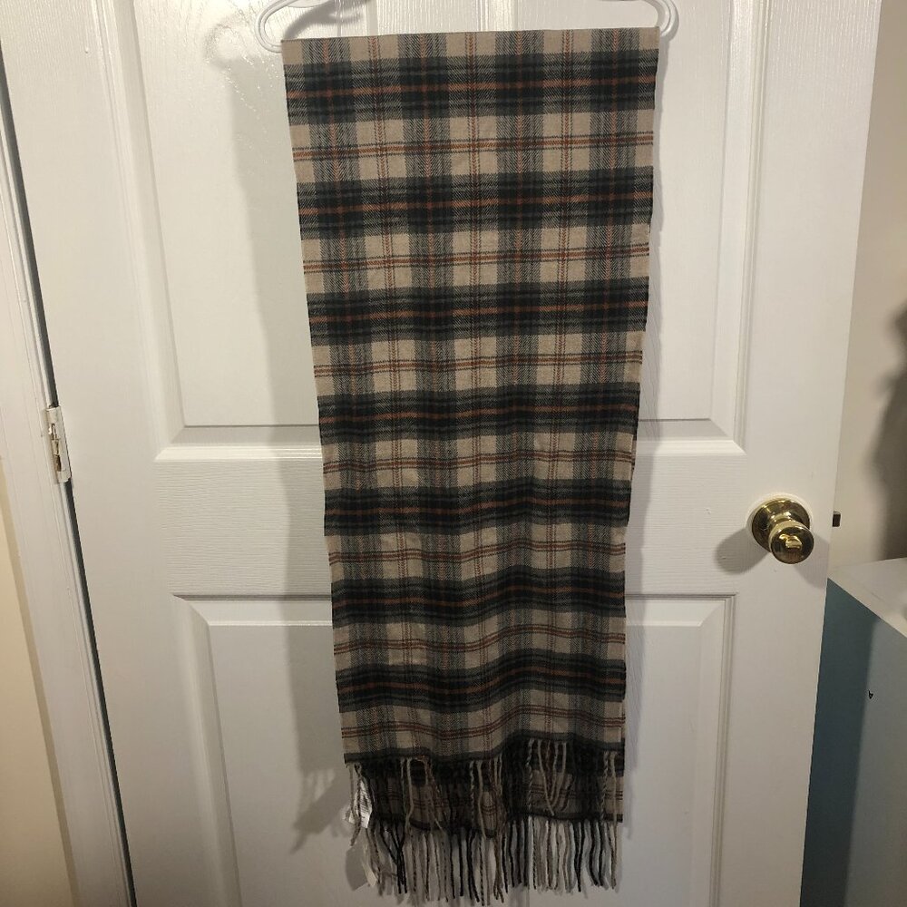 Madewell men acrylic, gray and rust winter scarf, NWT